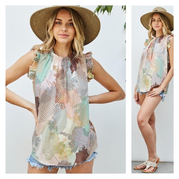 Sleeveless Boho Geometric Blouse - Picture 4 of 7